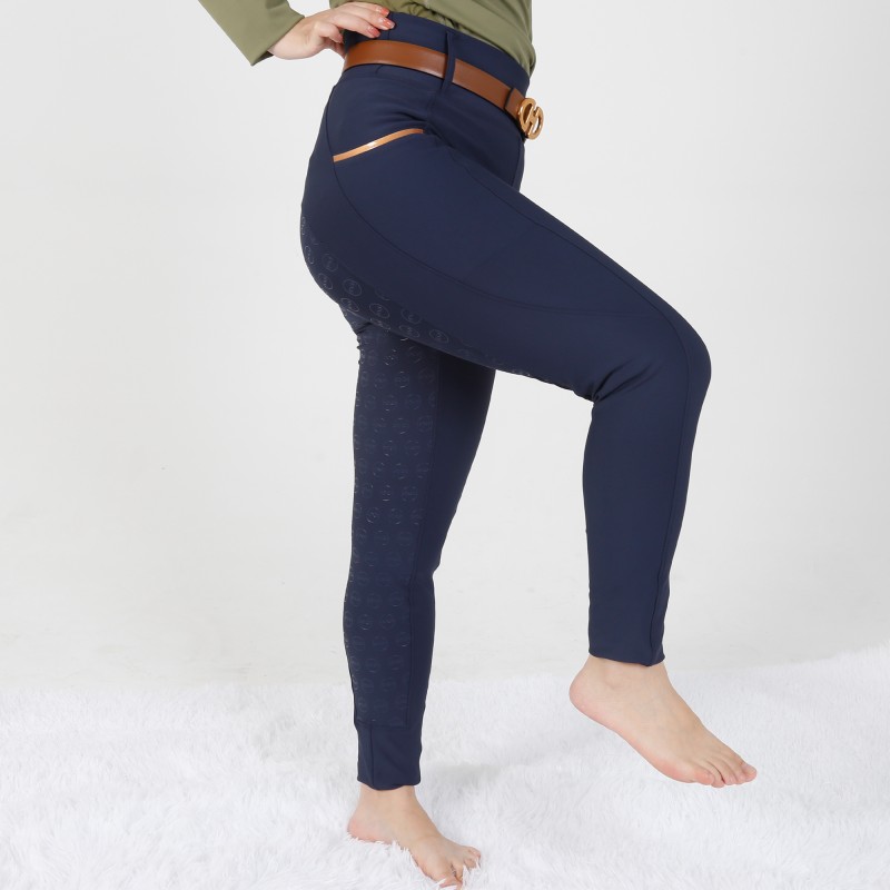 EQ-T04 320GSM 72% Nylon 28% Spandex High Waist Women Full Seat Silicone Riding Breeches 