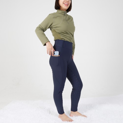 EQ-T04 320GSM 72% Nylon 28% Spandex High Waist Women Full Seat Silicone Riding Breeches