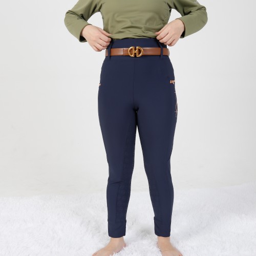 EQ-T04 320GSM 72% Nylon 28% Spandex High Waist Women Full Seat Silicone Riding Breeches