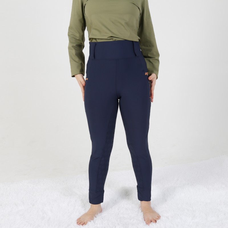 EQ-T04 320GSM 72% Nylon 28% Spandex High Waist Women Full Seat Silicone Riding Breeches 