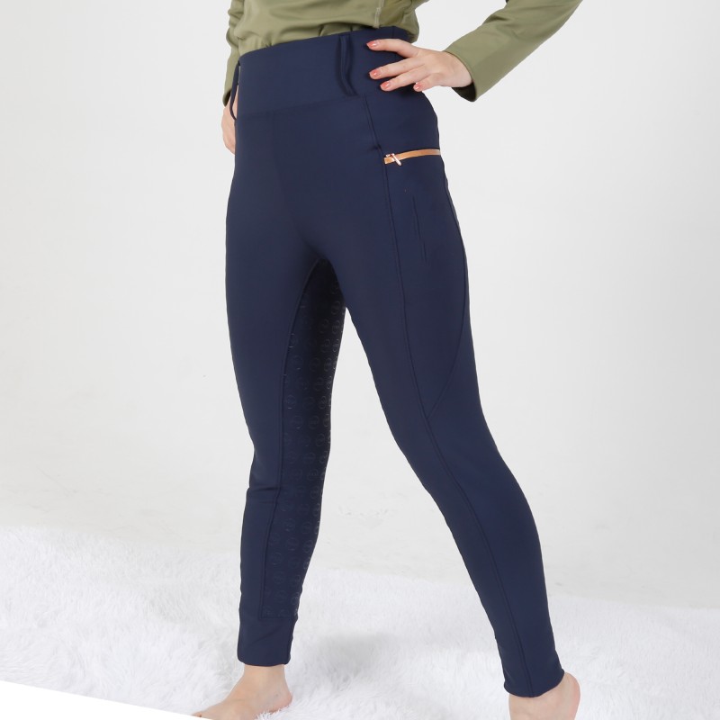 EQ-T04 320GSM 72% Nylon 28% Spandex High Waist Women Full Seat Silicone Riding Breeches 