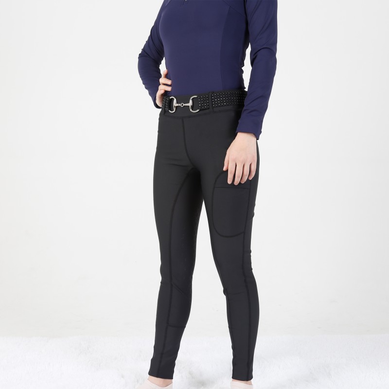 EQ-T05 280G 78% Polyester 22%Spandex Knee patch Silicone Horse Riding Leggings 