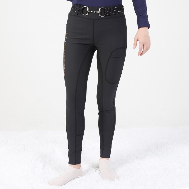 EQ-T05 280G 78% Polyester 22%Spandex Knee patch Silicone Horse Riding Leggings 