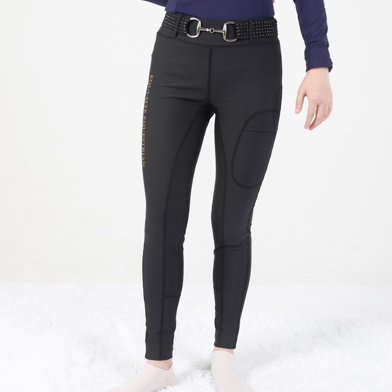 EQ-T05 280G 78% Polyester 22%Spandex Knee patch Silicone Horse Riding Leggings 