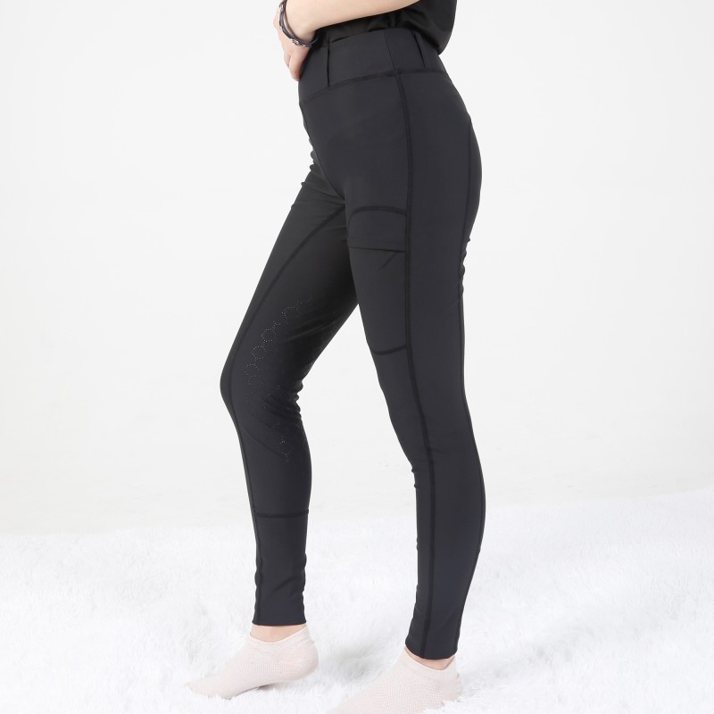 EQ-T05 280G 78% Polyester 22%Spandex Knee patch Silicone Horse Riding Leggings 