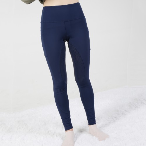 EQ-T06 78%Polyester 22%Spandex Navy In Stock Wholesale Full Seat Silicone Design Horse Riding Tights Leggings