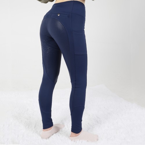 EQ-T06 78%Polyester 22%Spandex Navy In Stock Wholesale Full Seat Silicone Design Horse Riding Tights Leggings