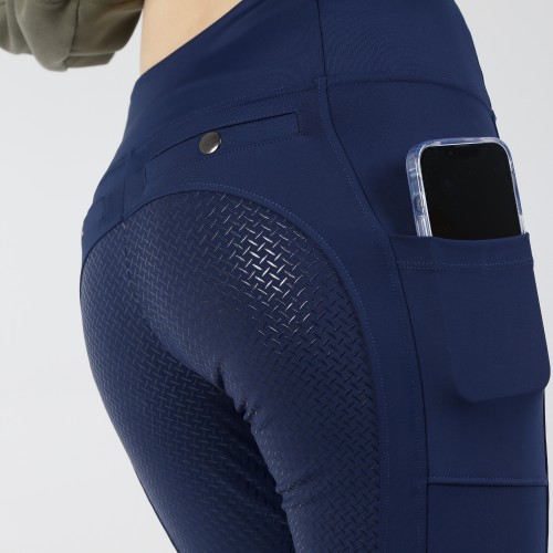 EQ-T06 78%Polyester 22%Spandex Navy In Stock Wholesale Full Seat Silicone Design Horse Riding Tights Leggings