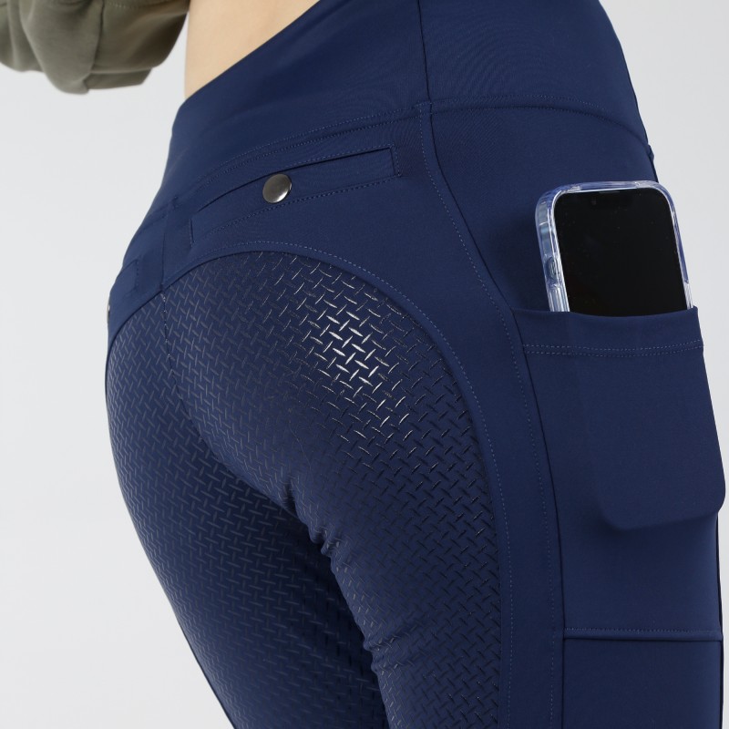 EQ-T06 78%Polyester 22%Spandex Navy In Stock Wholesale Full Seat Silicone Design Horse Riding Tights Leggings 