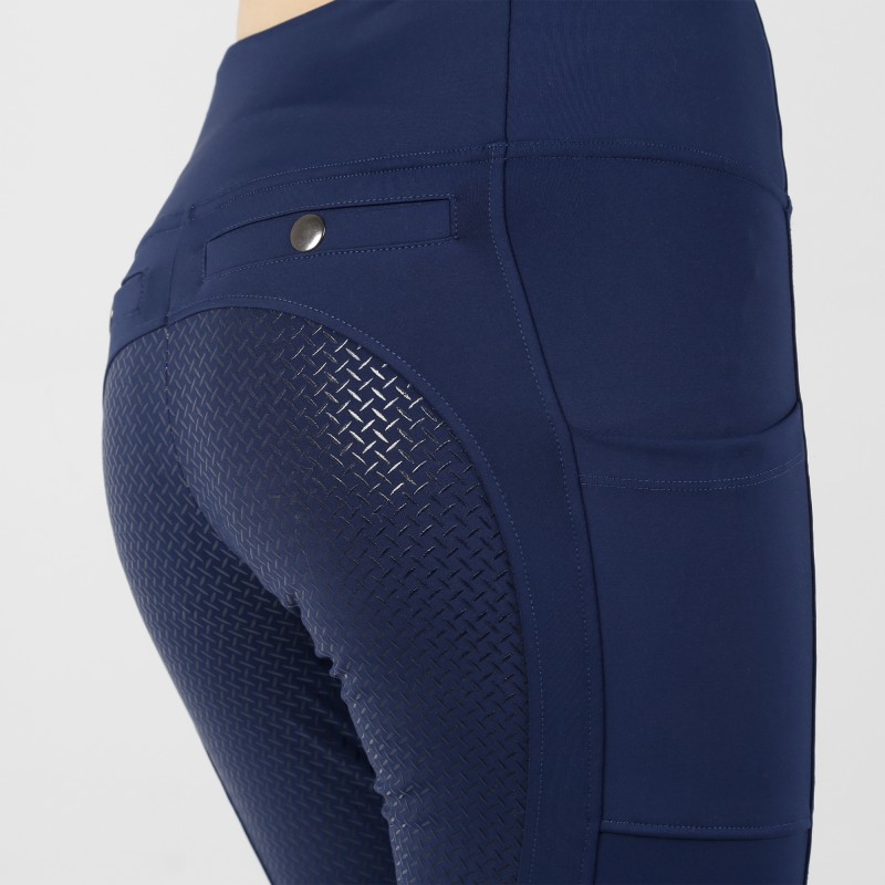 EQ-T06 78%Polyester 22%Spandex Navy In Stock Wholesale Full Seat Silicone Design Horse Riding Tights Leggings 