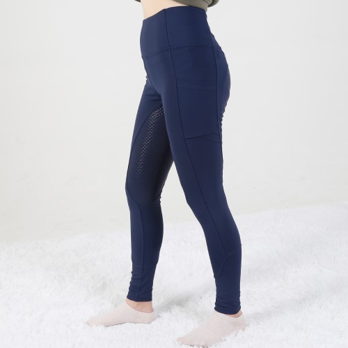 EQ-T06 78%Polyester 22%Spandex Navy In Stock Wholesale Full Seat Silicone Design Horse Riding Tights Leggings