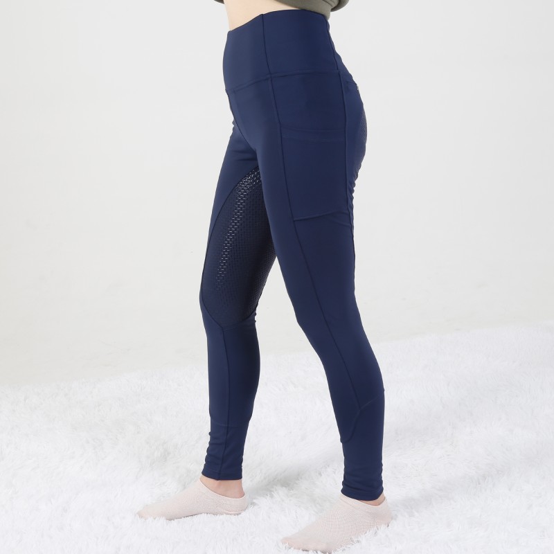 EQ-T06 78%Polyester 22%Spandex Navy In Stock Wholesale Full Seat Silicone Design Horse Riding Tights Leggings 