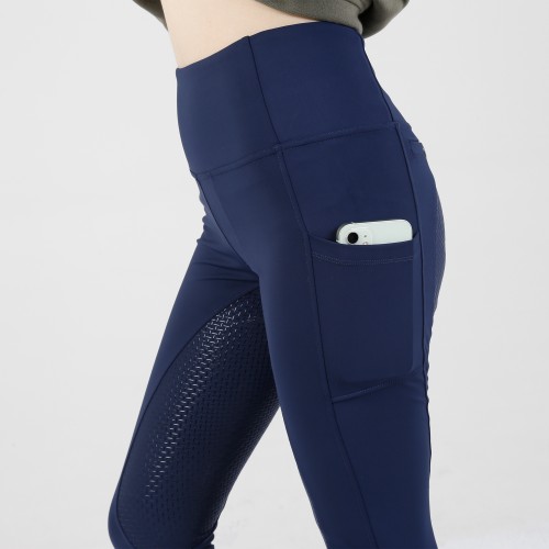 EQ-T06 78%Polyester 22%Spandex Navy In Stock Wholesale Full Seat Silicone Design Horse Riding Tights Leggings