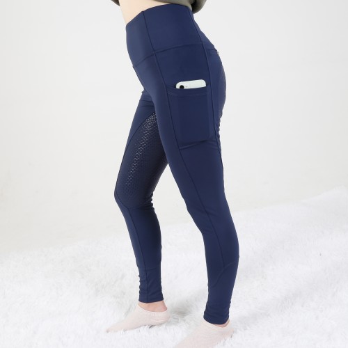 EQ-T06 78%Polyester 22%Spandex Navy In Stock Wholesale Full Seat Silicone Design Horse Riding Tights Leggings