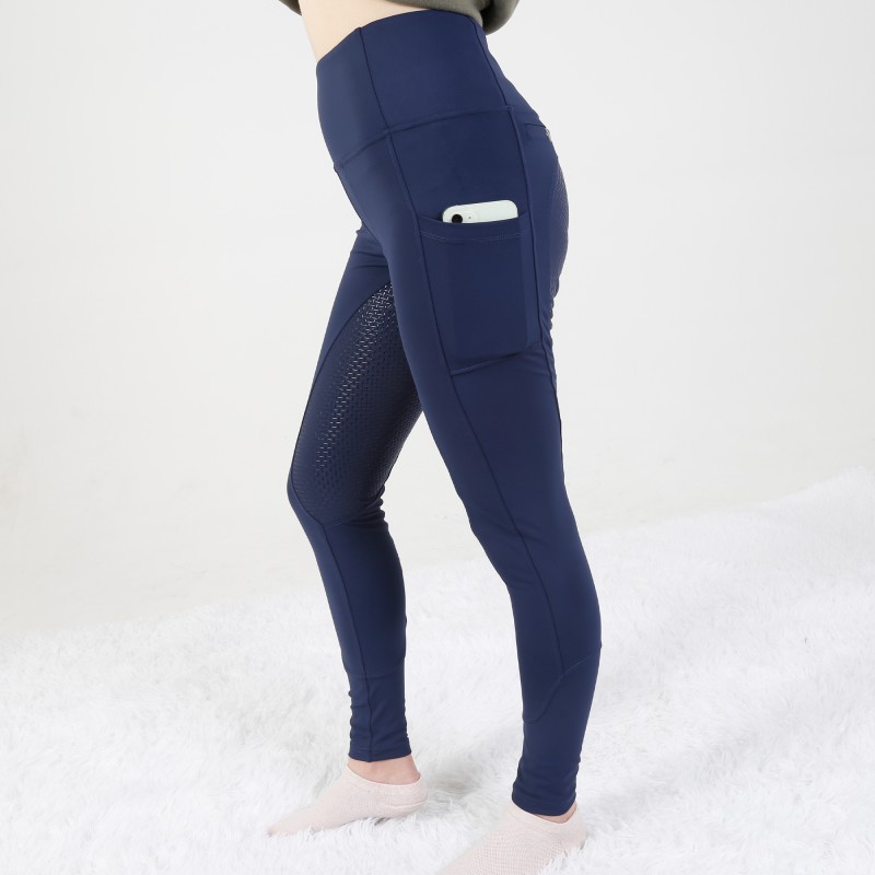 EQ-T06 78%Polyester 22%Spandex Navy In Stock Wholesale Full Seat Silicone Design Horse Riding Tights Leggings 