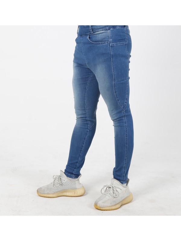 EQ-T07  Full seat Silicone Denim Equestrian Tights