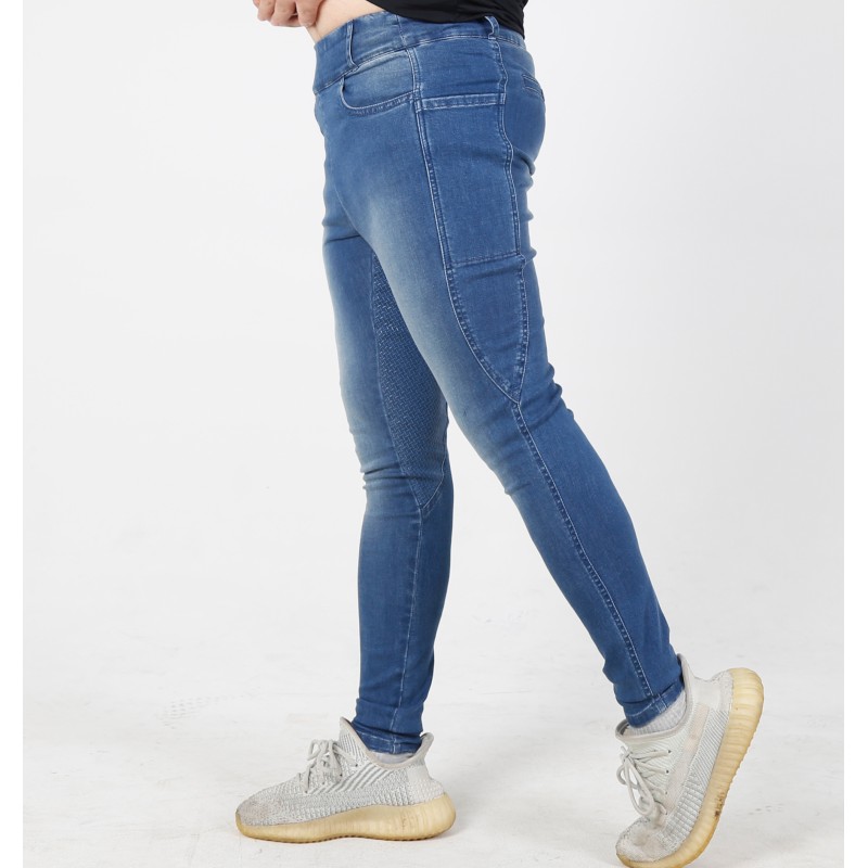 EQ-T07  Full seat Silicone Denim Equestrian Tights 