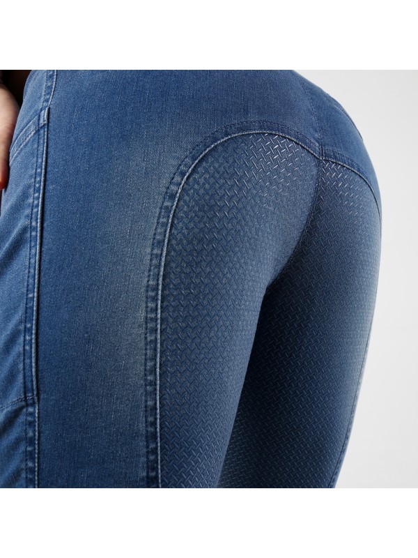 EQ-T07  Full seat Silicone Denim Equestrian Tights