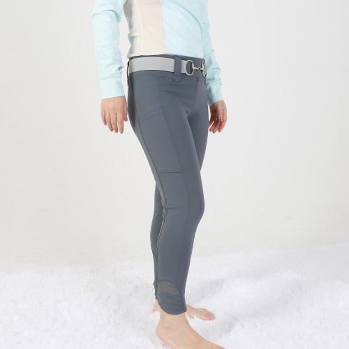 EQ-T09 280G 78% Polyester 22% Spandex Full Seat Silicone Side pockets Horse Riding Tights with Belt Loops 