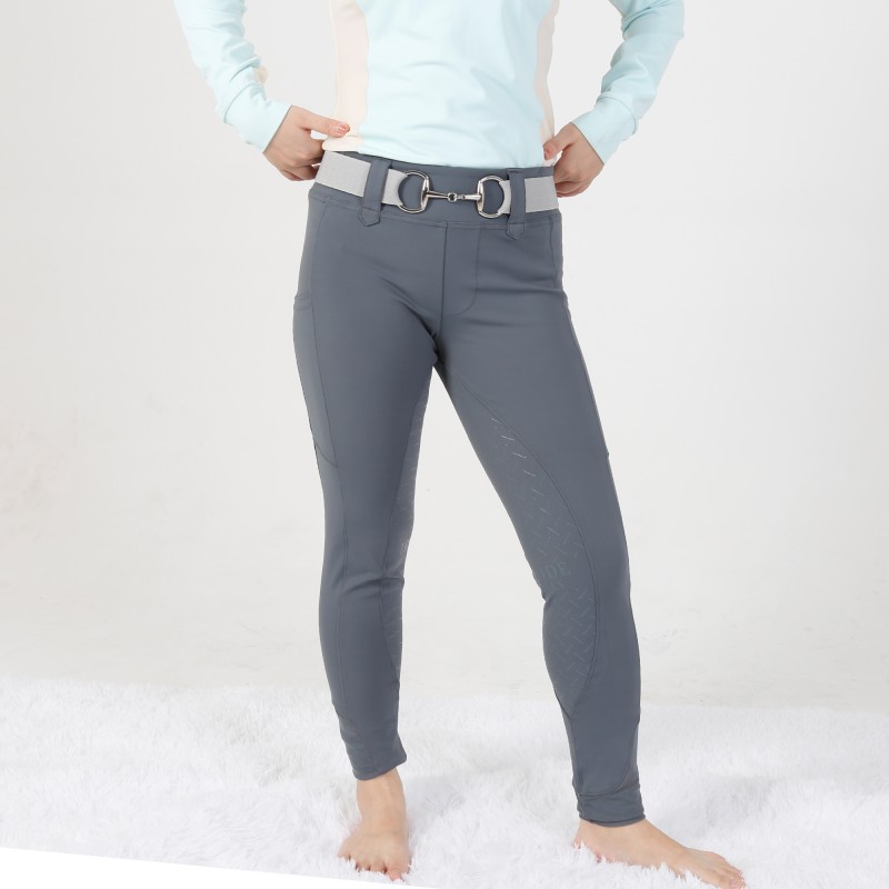 EQ-T09 280G 78% Polyester 22% Spandex Full Seat Silicone Side pockets Horse Riding Tights with Belt Loops 