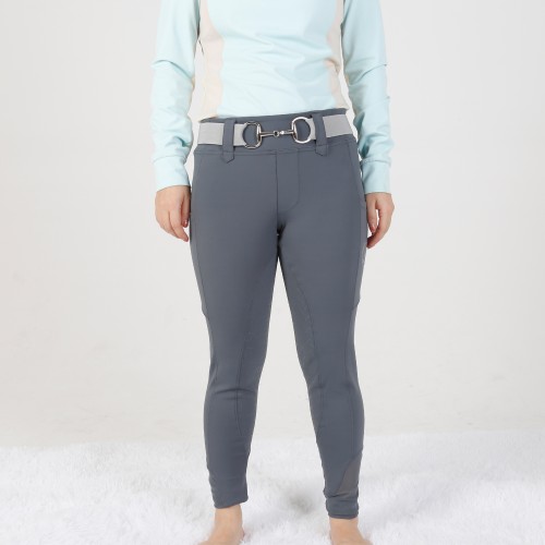 EQ-T09 280G 78% Polyester 22% Spandex Full Seat Silicone Side pockets Horse Riding Tights with Belt Loops