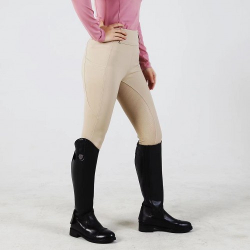 EQ-T10 350G 62%Nylon 38% Spandex Lux Full Seat Silicone Tights Side Pockets Riding Leggings