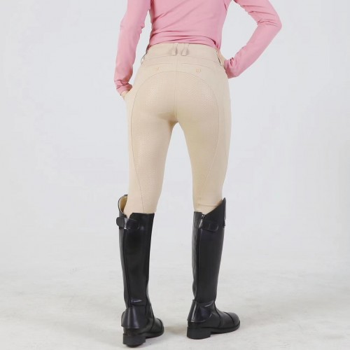 EQ-T10 350G 62%Nylon 38% Spandex Lux Full Seat Silicone Tights Side Pockets Riding Leggings