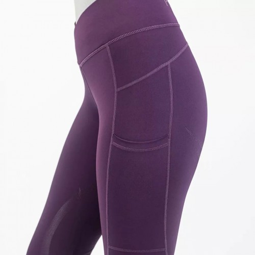 EQ-T11 250G 73% Recycled polyester 27% Elastane V-Cross Waisted Knee Patch Silicone Equestrian Tight Leggings 