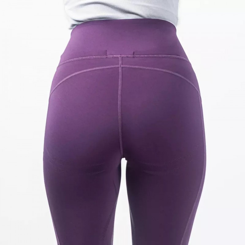 EQ-T11 250G 73% Recycled polyester 27% Elastane V-Cross Waisted Knee Patch Silicone Equestrian Tight Leggings  