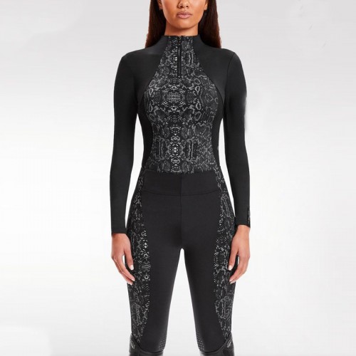 EQ-T-LS04 210G 63% Nylon 37%Spandex-Equestrian patch Sublimation Printed High Neck Base layer 