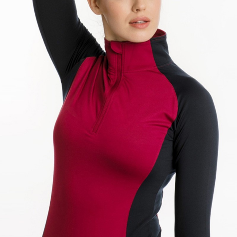 EQ-T-LS05 250G 73% Polyester 27%Spandex- Contrast Color Riding Long sleeve Polo Equestrian Shirt 