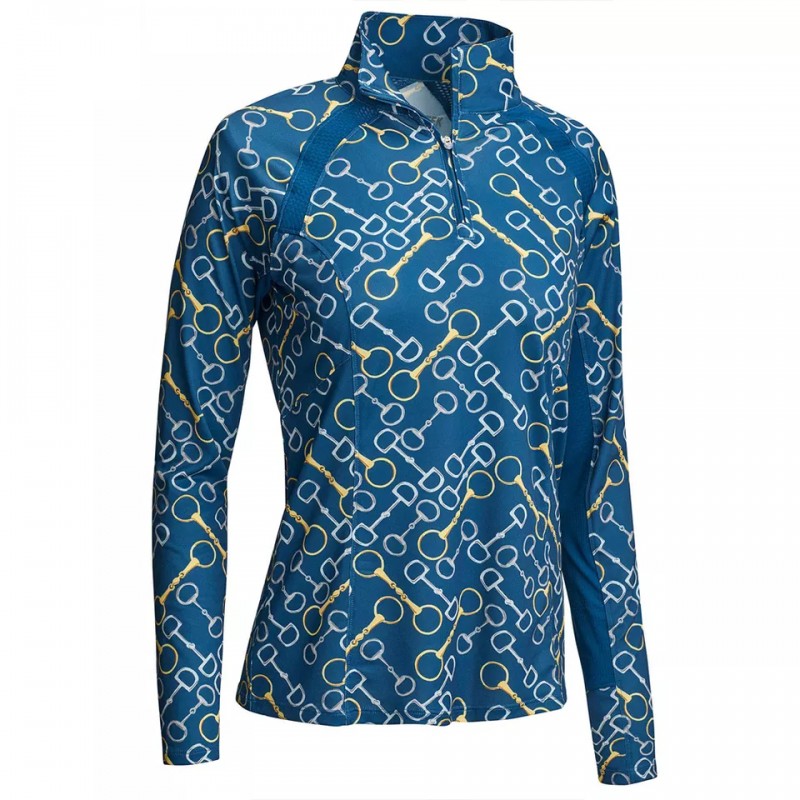 EQ-T-LS07 220G 75% Nylon 25% Spandex-Bit Digital Printed horse riding base layer 