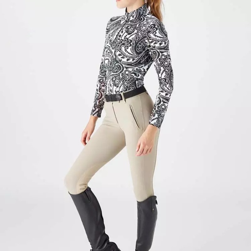 EQ-T-LS08 220G 75% Nylon 25% Spandex-Equestrian Printing Long sleeves zip T-Shirts 