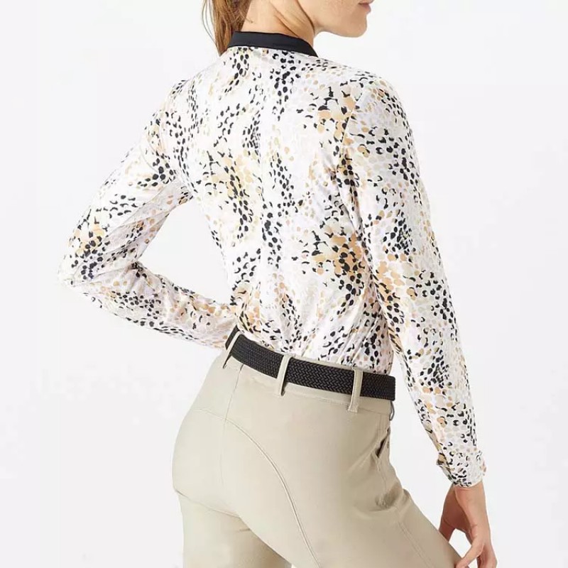 EQ-T-LS08 220G 75% Nylon 25% Spandex-Equestrian Printing Long sleeves zip T-Shirts 