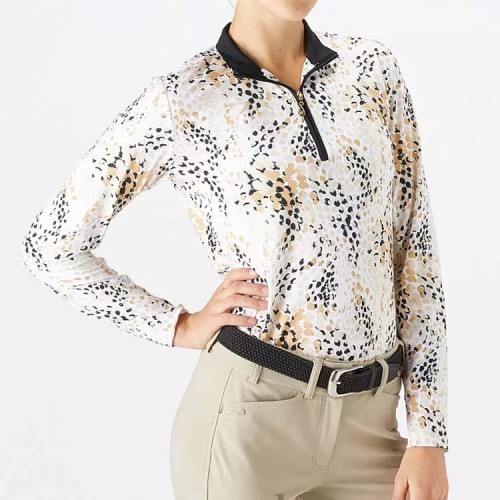 EQ-T-LS08 220G 75% Nylon 25% Spandex-Equestrian Printing Long sleeves zip T-Shirts 