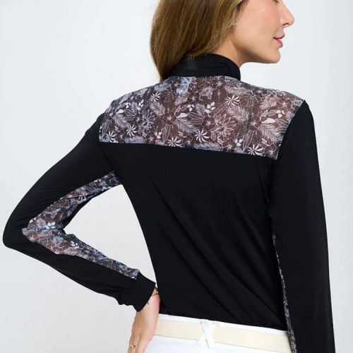 EQ-T-LS09 210G 63% Nylon 37%Spandex-Long Sleeve Patch Printing Equestrian Top 