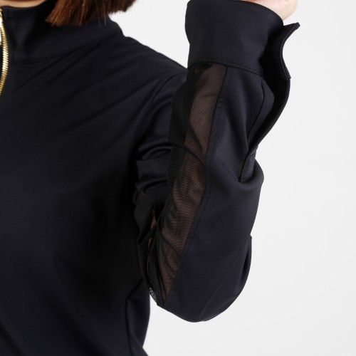 EQ-T-LS10  220G 75%Nylon+25%spandex-Horse Riding 1/4 Zipped up Mesh Ventilation Long Sleeve Base Layer