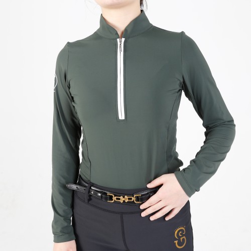 EQ-T-LS15  200G 85%Nylon 15%spandex Back cut out Show Shirts Horse Riding Base Layer