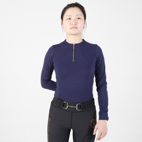 EQ-T-LS16  220G 75%Nylon+25% elastane-Back cut out Show Shirts Horse Riding Base Layer 