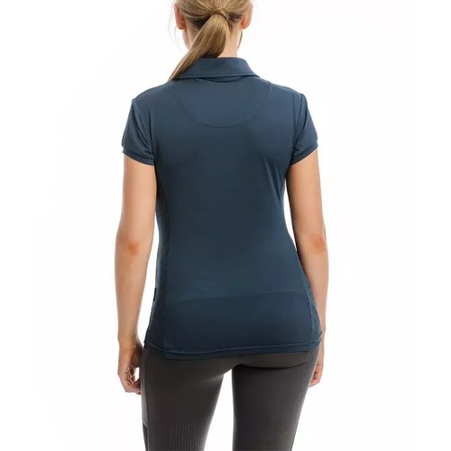 EQ-T-SL-07 200G 85%Nylon+15%Spandex Equestrian Tops 1/4 Zip up Horse Rider Sun Shirts