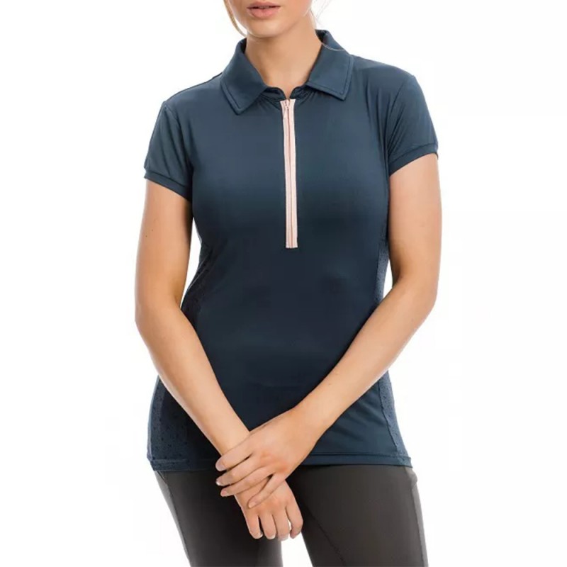 EQ-T-SL-07 200G 85%Nylon+15%Spandex Equestrian Tops 1/4 Zip up Horse Rider Sun Shirts