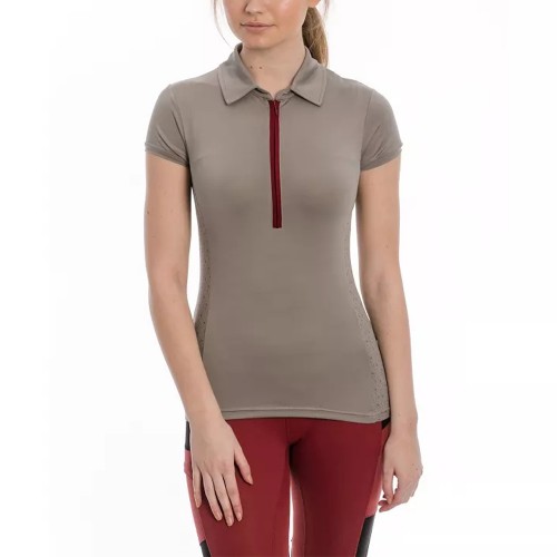 EQ-T-SL-07 200G 85%Nylon+15%Spandex Equestrian Tops 1/4 Zip up Horse Rider Sun Shirts