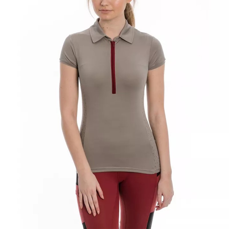 EQ-T-SL-07 200G 85%Nylon+15%Spandex Equestrian Tops 1/4 Zip up Horse Rider Sun Shirts 