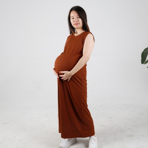 MN-D002 Wholesale Mama Sleeveless Maternity Dress With Lining Casual Comfortable Friendly Breastfeeding Zip Design