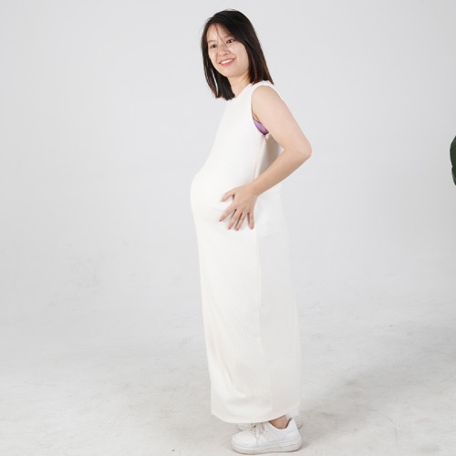 MN-D002 Wholesale Mama Sleeveless Maternity Dress With Lining Casual Comfortable Friendly Breastfeeding Zip Design