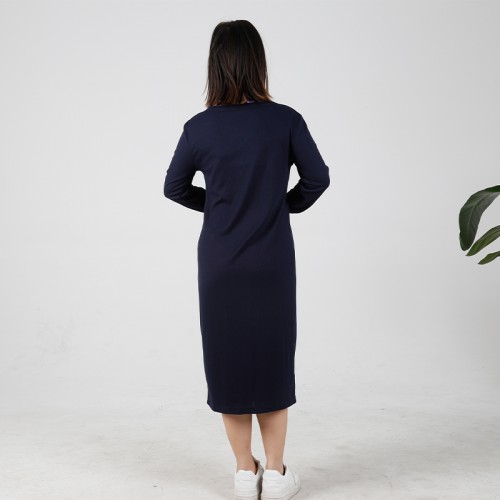 MN-D003 OEM Mama Long Sleeve Maternity Dress With Lining Casual Comfortable Friendly Breastfeeding Button Design