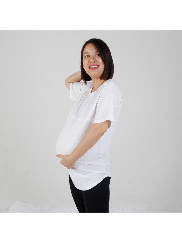 MN-T01 Wholesale AU Size White Color Women Maternity Tops Short Sleeve T-Shirt Casual Comfortable Friendly Breastfeeding Shirts