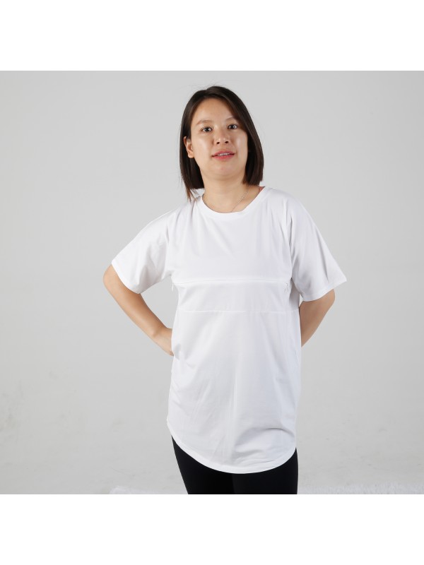 MN-T01 Wholesale AU Size White Color Women Maternity Tops Short Sleeve T-Shirt Casual Comfortable Friendly Breastfeeding Shirts