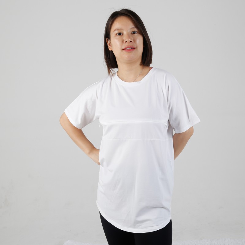 MN-T01 Wholesale AU Size White Color Women Maternity Tops Short Sleeve T-Shirt Casual Comfortable Friendly Breastfeeding Shirts 