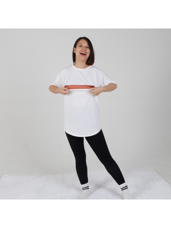 MN-T01 Wholesale AU Size White Color Women Maternity Tops Short Sleeve T-Shirt Casual Comfortable Friendly Breastfeeding Shirts